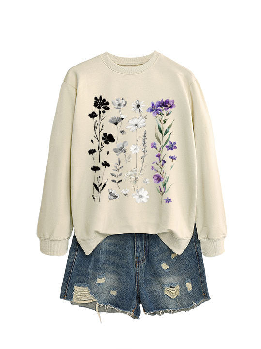 Damen Sweatshirt mit floralem Grafikdesign und weichem Innenfutter