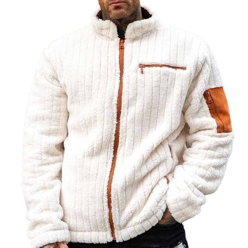 Herren Kuschelige Fleecejacke mit Kontrastelementen Aliams