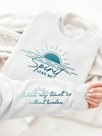 Damen Sweatshirt mit inspirierendem Druck und weich fließendem Stoff
