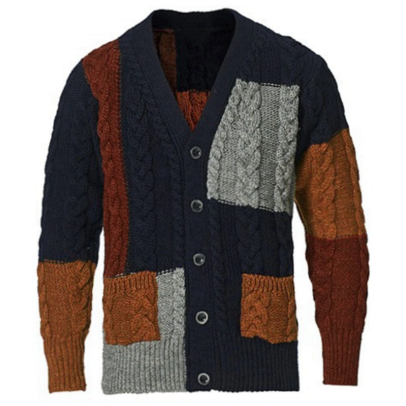 Herren Strickjacke mit Mehrfarbenmuster und praktischen Taschen Aliams