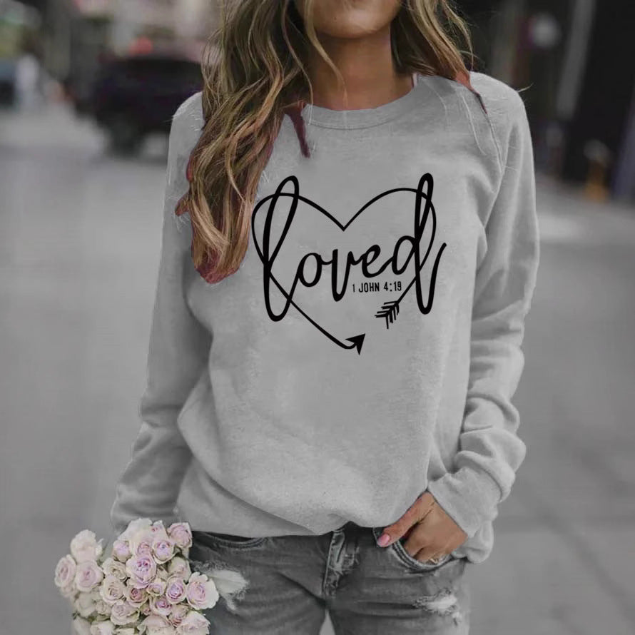 Damen Sweatshirt mit herzförmigem Aufdruck und inspirierender Botschaft