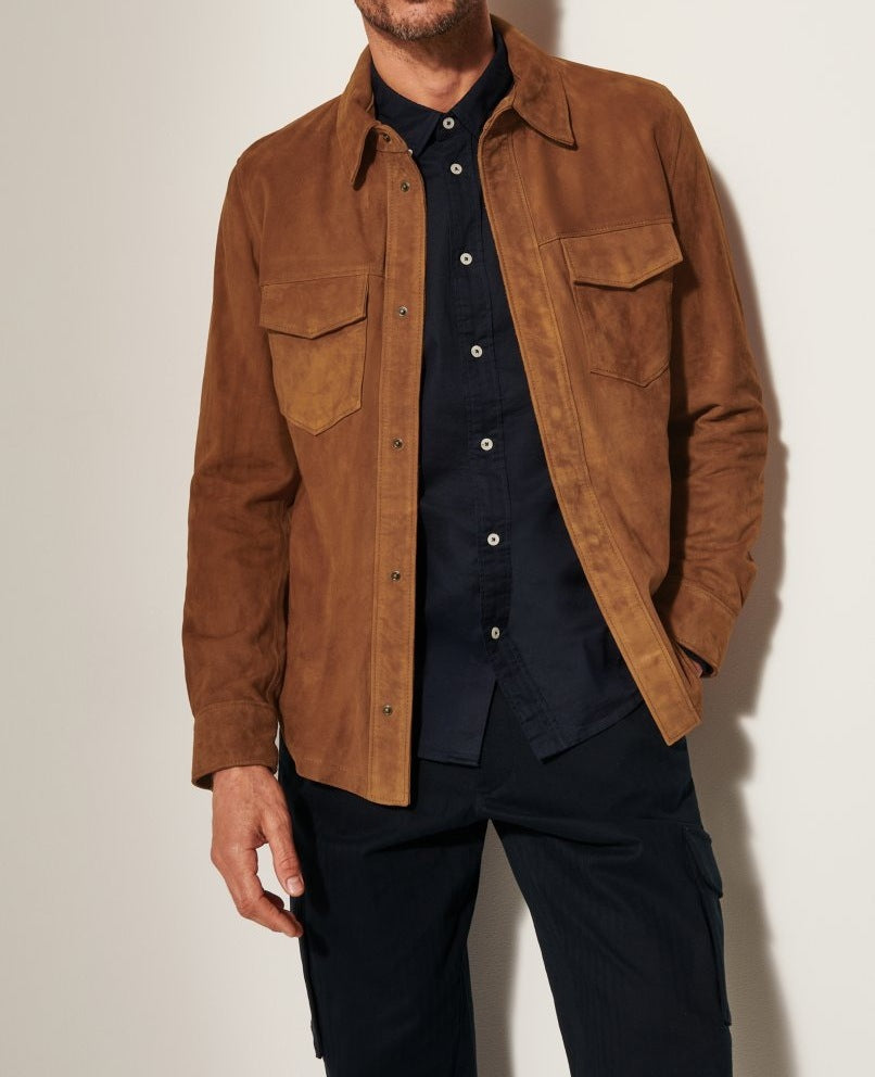 Herren Wildlederjacke mit stilvollen Pattentaschen Aliams