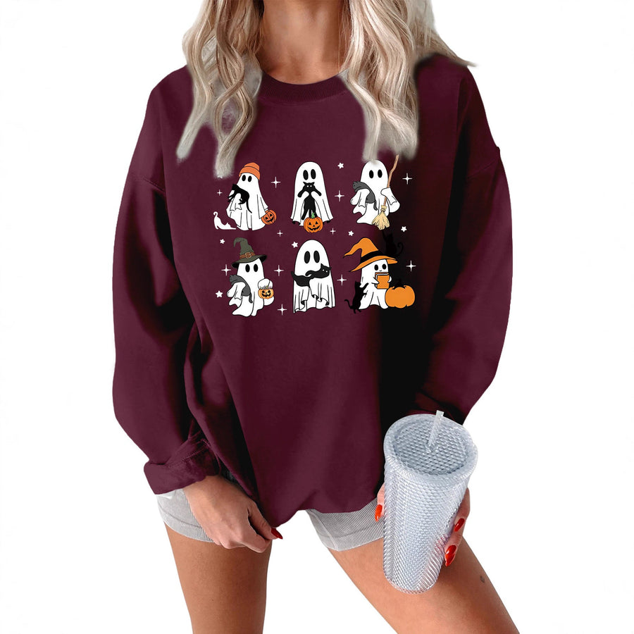 Damen Sweatshirt mit kreativem Gruselmotiv