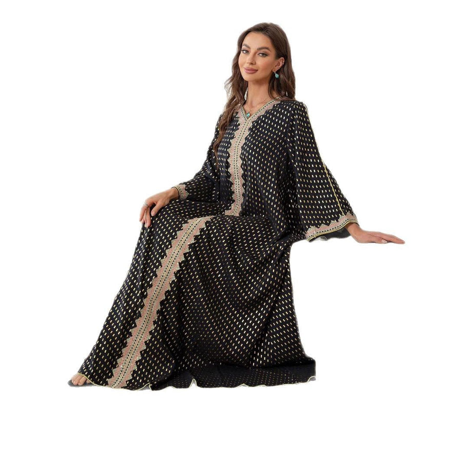 Damen Maxi-Kleid im eleganten Kaftan-Stil mit filigranen Verzierungen
