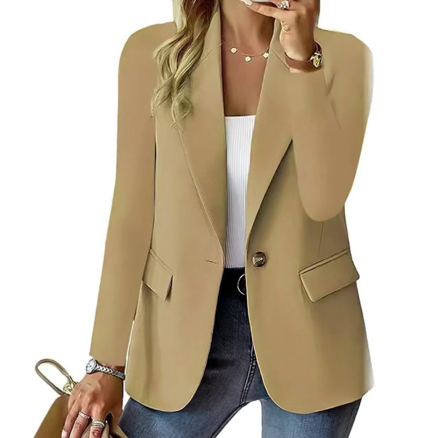 Damen Eleganter Casual Blazer mit modernen Taschen und dezentem Knopf Heidi-Mode