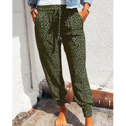Damen nan lässige Leoparden-Print Jogginghose mit Tunnelzug, Eingrifftaschen und elastischen Bündchen Drune