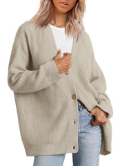 Damen Oversized Strickjacke | Mit Knopfleiste