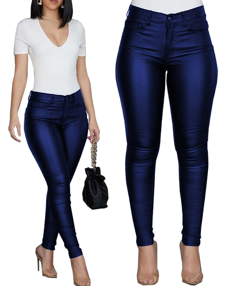 Damen figurbetonte High-Waist Hose