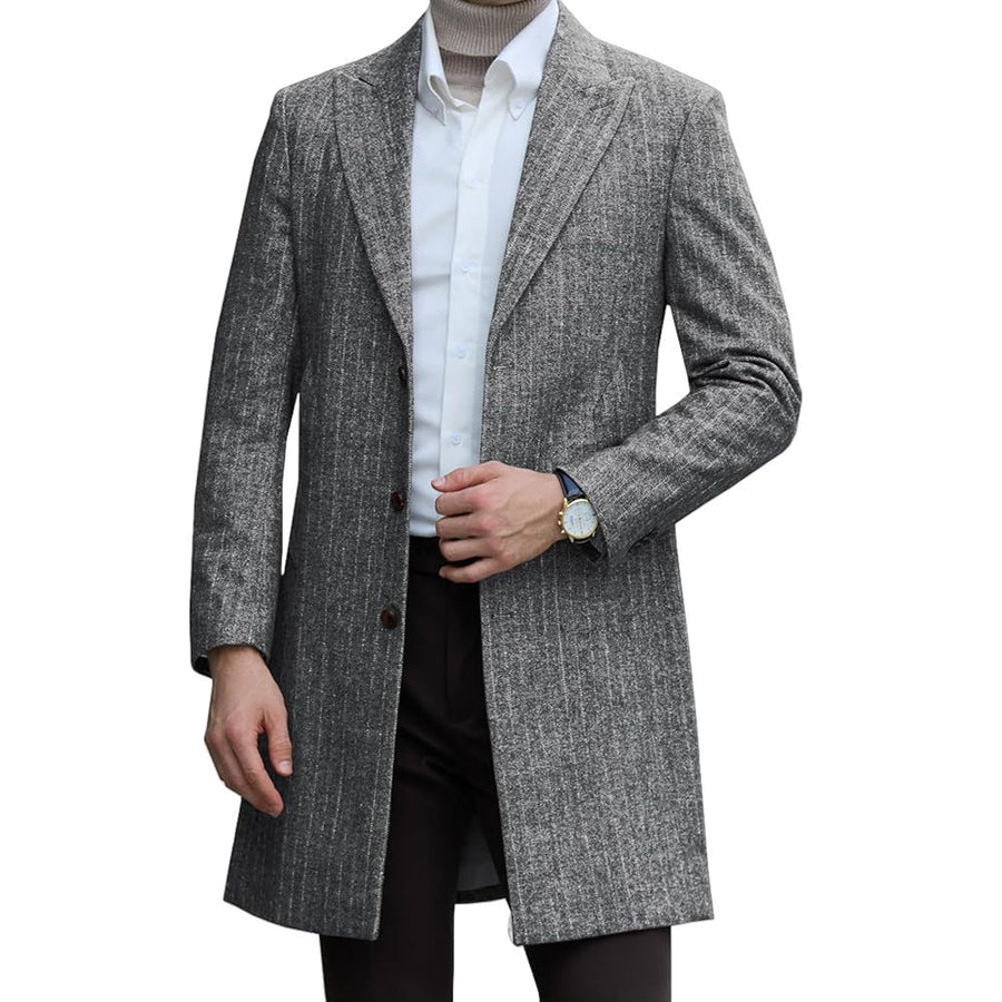 Herren eleganter Wollmantel mit luxuriösem Schnitt und praktischen Taschen Aliams