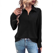 Damen elegante Bluse mit Spitze und Knopfleiste