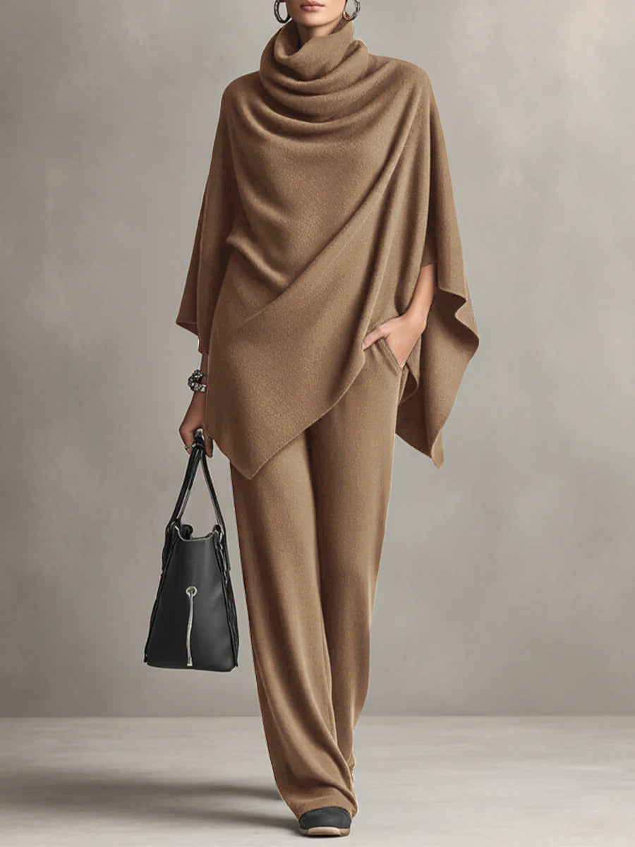 Laleh – Urban Casual Rollkragen-Poncho Und Hose Im Set