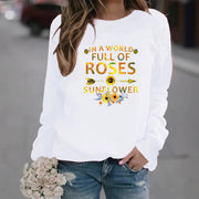 Damen Sweatshirt mit inspirierendem Motiv und Blumenverzierung
