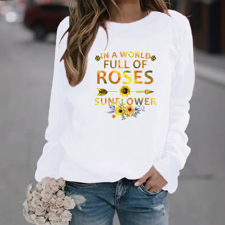 Damen Sweatshirt mit inspirierendem Motiv und Blumenverzierung