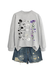 Damen Sweatshirt mit floralem Grafikdesign und weichem Innenfutter