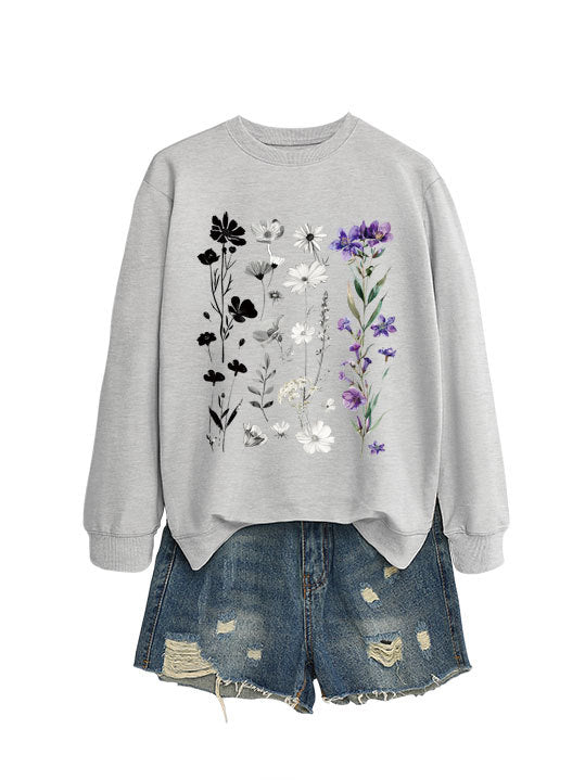 Damen Sweatshirt mit floralem Grafikdesign und weichem Innenfutter