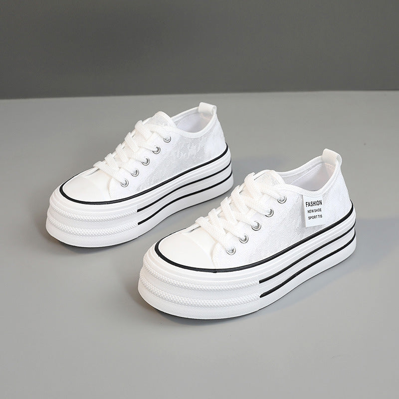 Damen modische Plateau-Sneaker mit strapazierfähigem Obermaterial und dämpfender Laufsohle
