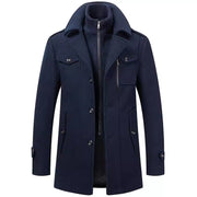 Herren eleganter Wollmantel mit abnehmbarer Kapuze Aliams