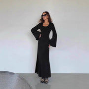 Damen Maxikleid mit weit ausgestellten Ärmeln und eleganten Details