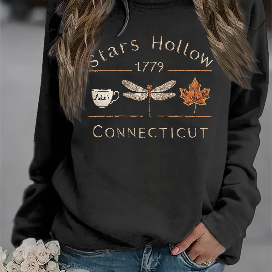 Damen Sweatshirt mit kreativem Stars Hollow Motiv