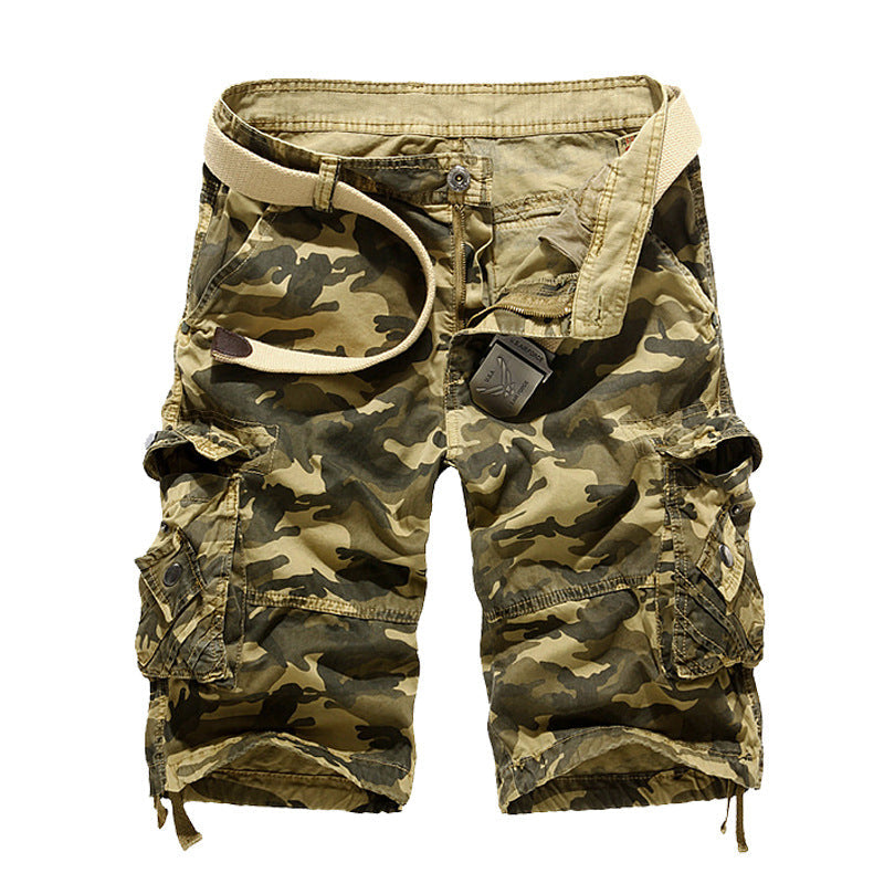 Herren Camo Cargo-Shorts mit mehreren Taschen und verstellbarem Bund Heidi-Mode