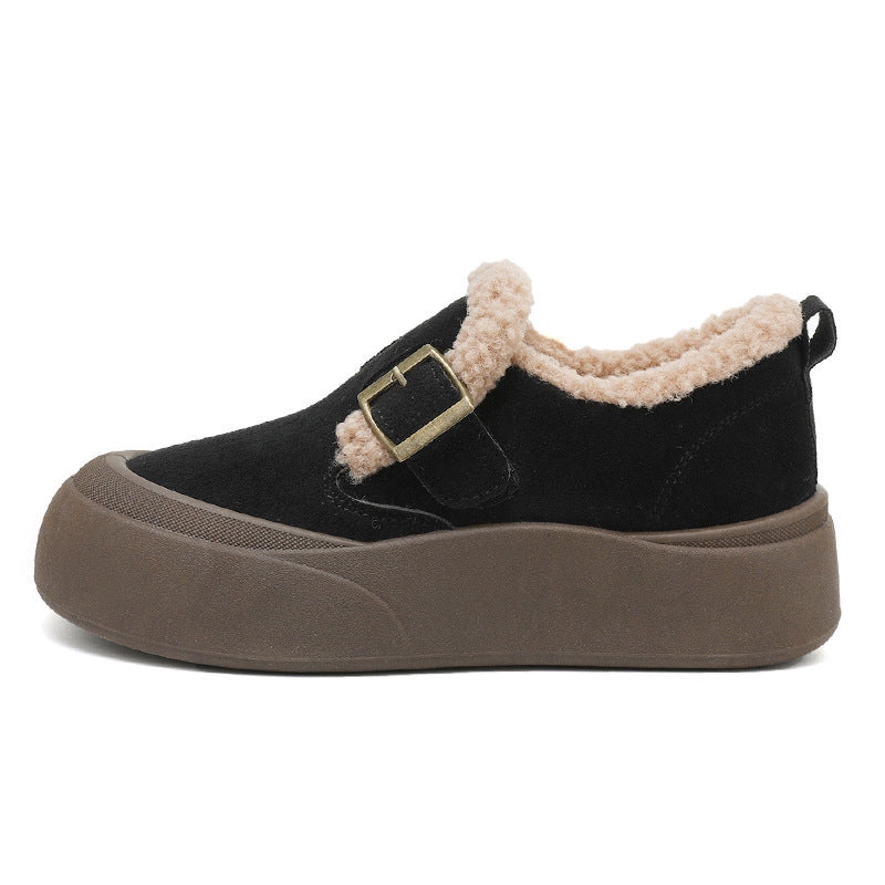 Damen bequemes Slipper mit wärmendem Innenfutter und modischem Schnallen-Design
