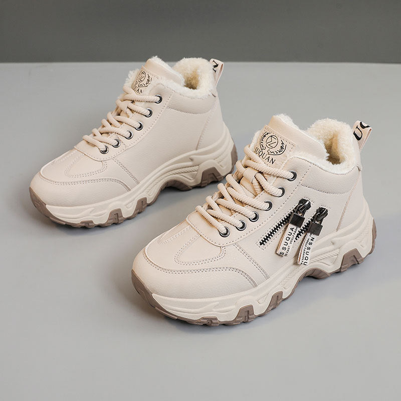 Damen gefütterte High-Top Sneakers mit modischem Design und praktischen Reißverschlussdetails