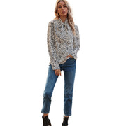 Damen elegante Bluse mit Rüschendetails und edlem Leopardenmuster