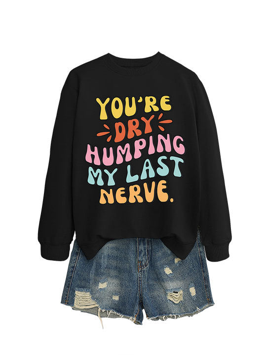 Damen Sweatshirt mit fröhlichem Comic-Slogan und lässigem Schnitt