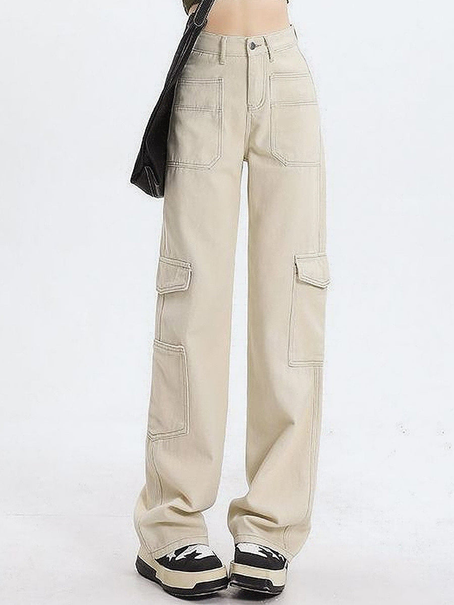 Damen Cargo-Jeans mit hoher Taille und praktischen Taschen