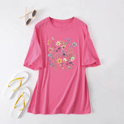 Damen lässiges Sommerblusenshirt mit floralem Druck