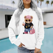 Damen Sweatshirt mit einzigartigem Cartoon-Bären-Motiv und modischem Schriftzug