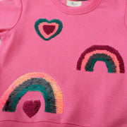 Mädchen Sweatshirt mit glitzernden Regenbogenapplikationen Drune