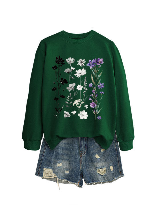 Damen Sweatshirt mit floralem Grafikdesign und weichem Innenfutter