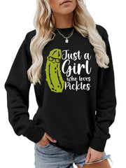 Damen Sweatshirt mit humorvollem Gurkenmotiv und lässigem Schnitt