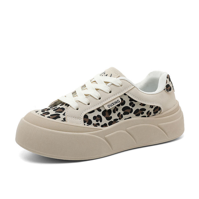 Damen Chunky Sneakers mit Leopardenmuster und bequemer Sohle