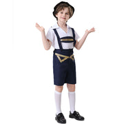 Unisex nan festliche Kinderhose mit verstellbaren Hosenträgern und Ziergürtel Drune