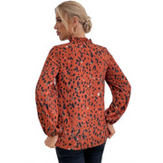 Damen Bluse mit floralem Leopardenmuster und voluminösen Ärmeln