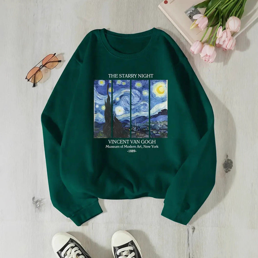 Damen Sweatshirt mit klassischem Van Gogh Kunstmotiv