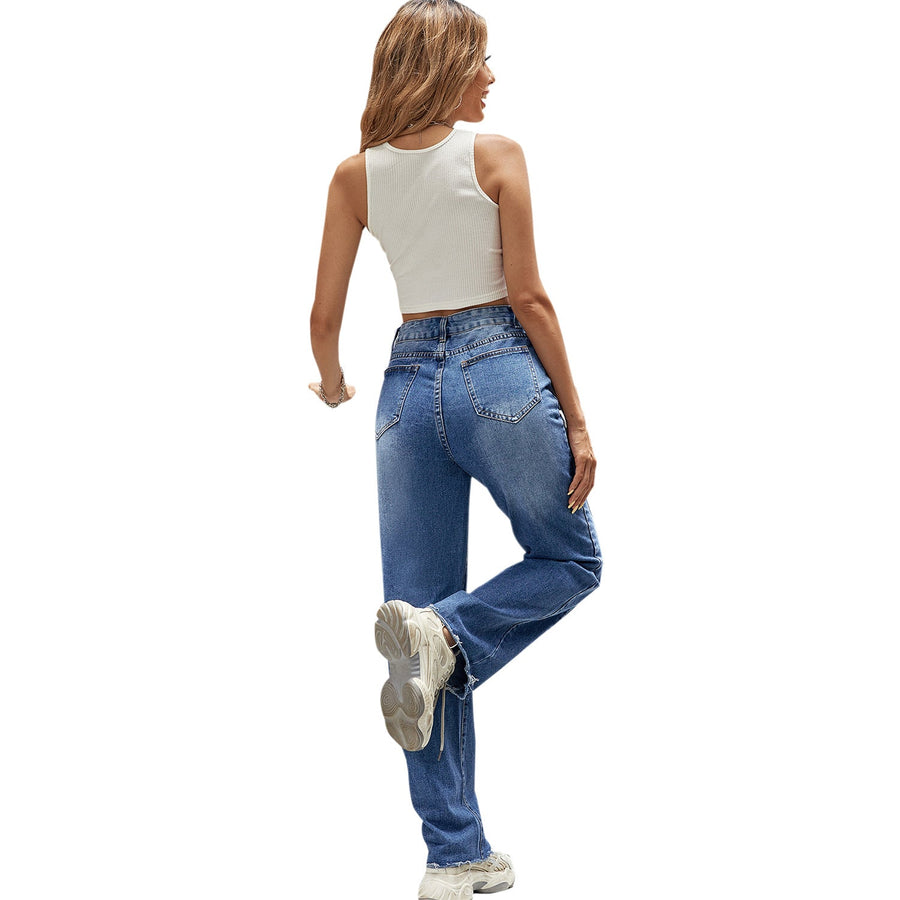 Damen High-Waist Jeans im klassischen Schnitt mit lässigem Bootcut