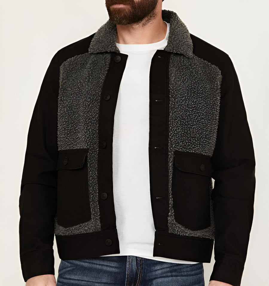 Herren Outdoor-Jacke mit Teddyfellkragen und funktionalen Taschen Aliams