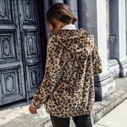 Damen Fleecejacke mit Leopardenmuster und praktischem Reißverschluss