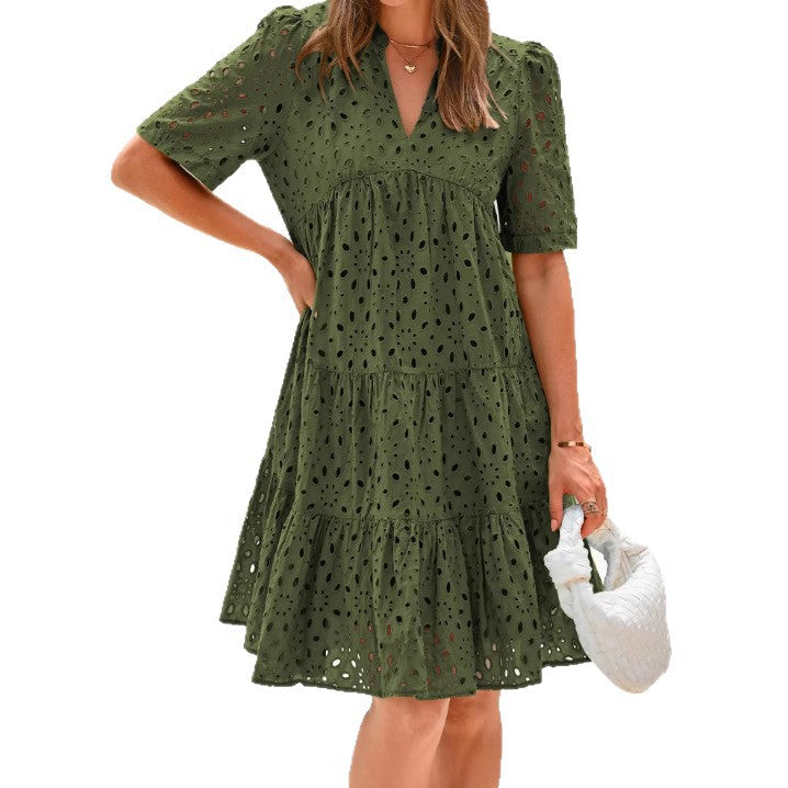 Damen Sommerkleid mit luftigen Lochmuster von Heidi-Mode