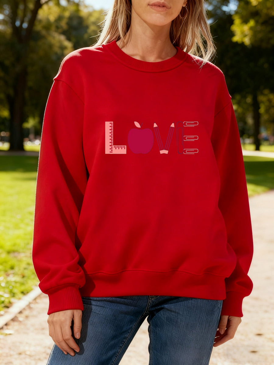Damen Sweatshirt mit kreativem Love-Motiv