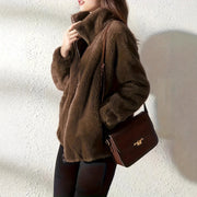 Damen Fleece-Jacke mit hohem Kragen und praktischem Reißverschluss