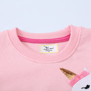 Mädchen Sweatshirt mit glitzerndem Einhornmotiv Drune