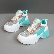 Damen Sportliche Sneakers mit schimmernden Akzenten und bequemer Dämpfung
