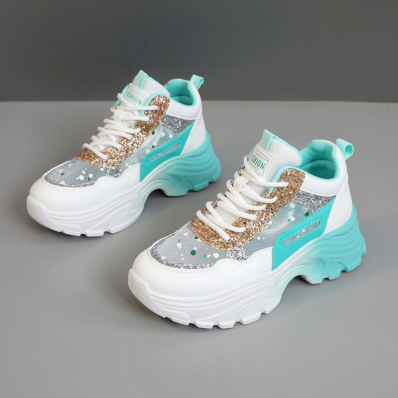 Damen Sportliche Sneakers mit schimmernden Akzenten und bequemer Dämpfung