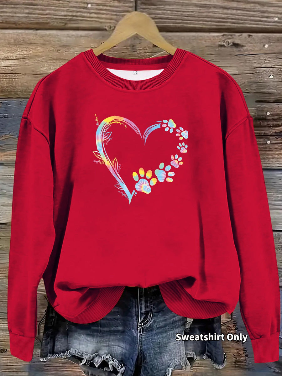 Damen Sweatshirt mit floralem Herzdesign und bequemer Passform
