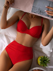Damen Hochgeschnittener Bikini mit gepolstertem Oberteil und verstellbaren Trägern Heidi-Mode