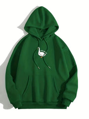Damen Kapuzenpullover mit kreativem Gänsemotiv und weichem fleece innen